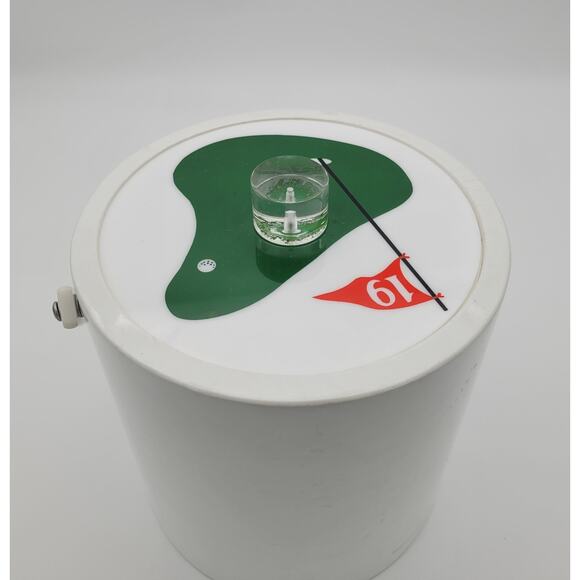 Vintage Morgan 9" Vinyl Bucket Brigade 19th Golf Hole Ice Bucket w/ Handle USA - Picture 6 of 16